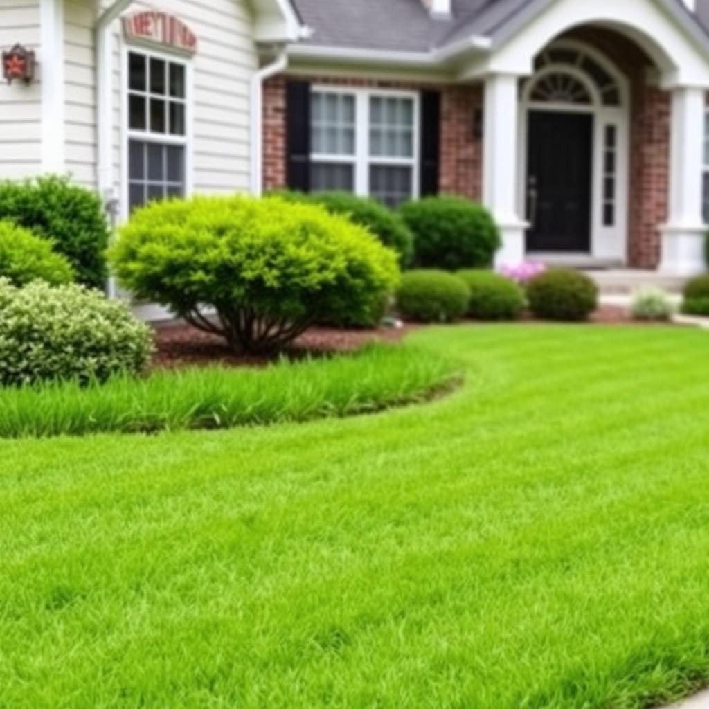 Freshly mowed striped lawn after professional lawn care in Dover Delaware
